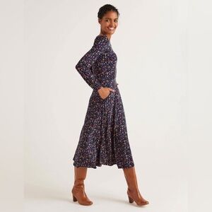 Boden New Sasha Jersey Navy Ditsy Floral Royal Crown Union Jack Maxi Dress 10 L